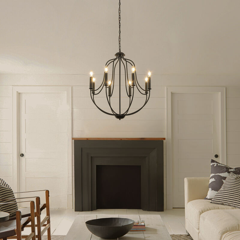 W26 in 8 Lights Modern Classic Candelabra Chandelier Farmhouse Glam Candle Pendant Light For Living Room Dining Room And Entryway image number 2