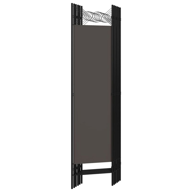 Dina 6 Panel Folding Room Divider Screen, Dark Gray, Black, 95 Inch image number 3