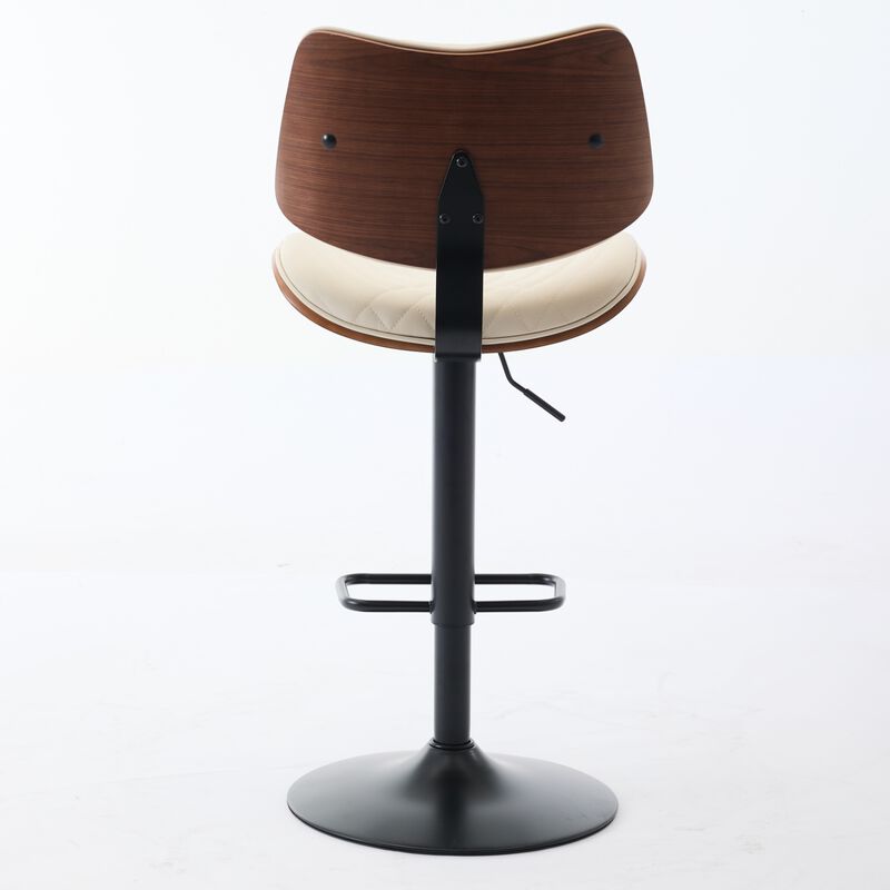 Streamdale Walnut Bentwood Bar Stool with Faux Leather Seat and Ergonomic Back image number 6