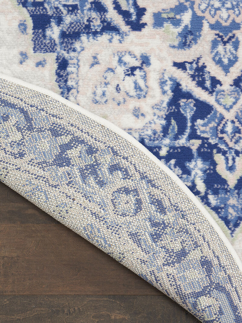 Whimsicle WHS03 Ivory/Blue 5' x Round Rug