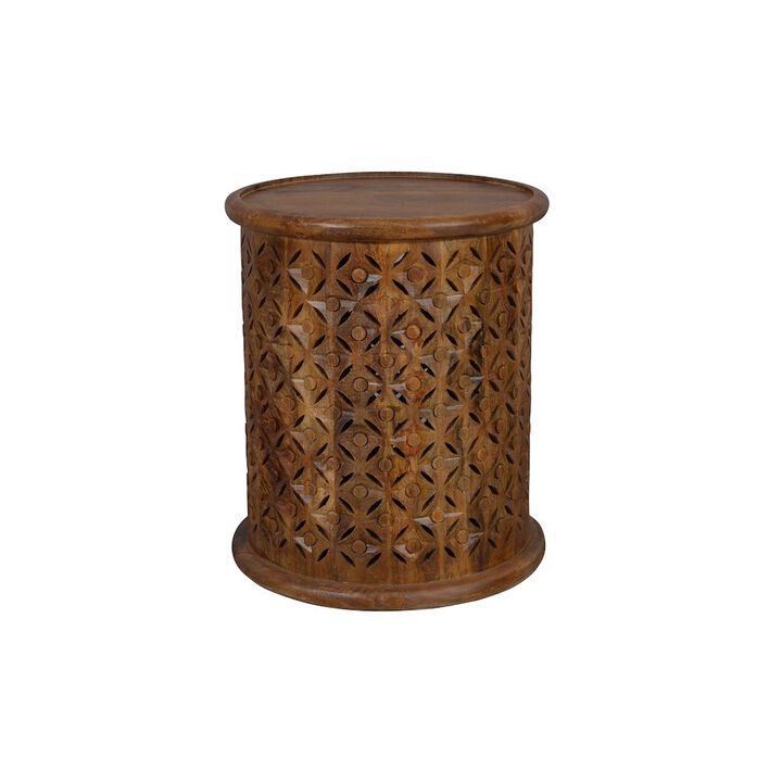 Jofran Decker Small Distressed Hardwood Global Drum End Table