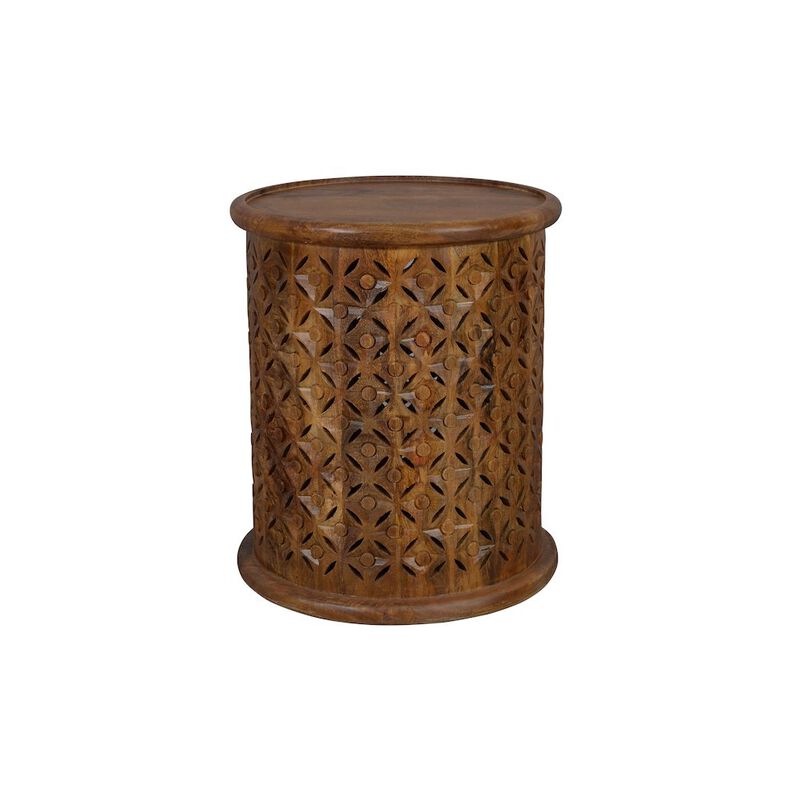 Jofran Decker Small Distressed Hardwood Global Drum End Table
