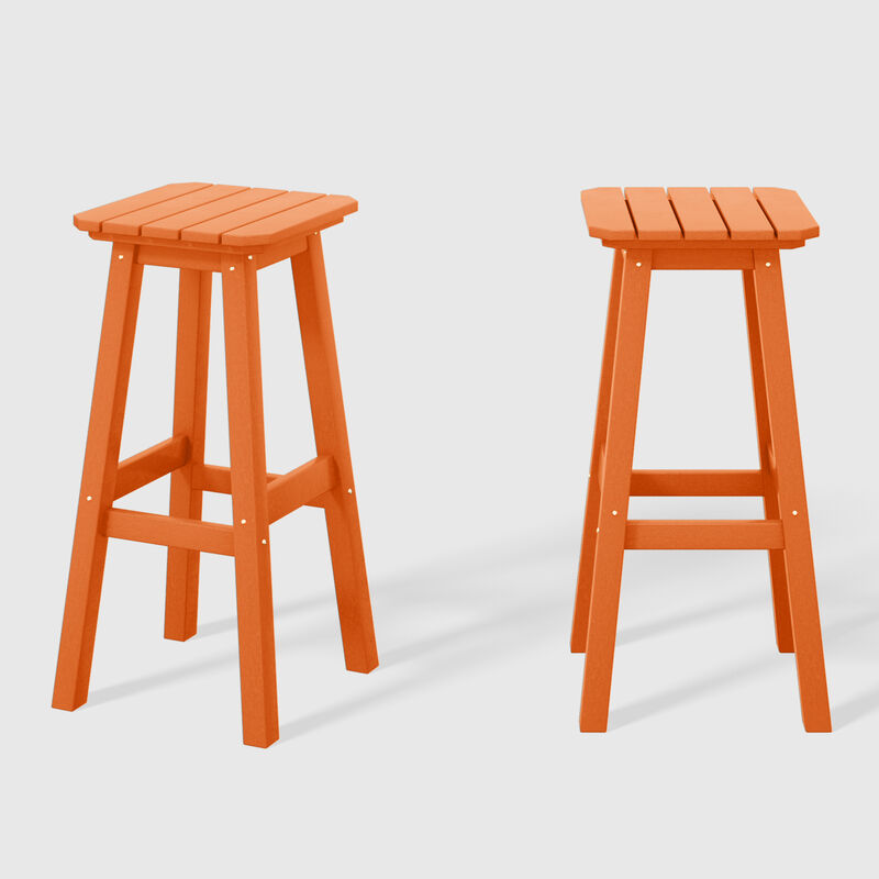 WestinTrends 29" HDPE Outdoor Patio Square Bar Stools (Set of 2)