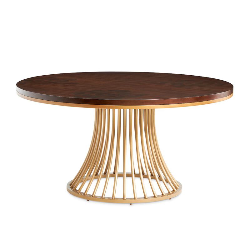 Michael Amini Camellia Field Round Dining Table - Warm Pecan