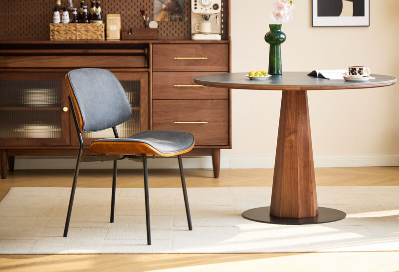 Set of 2 Industrial Metal Wood Dining Chairs