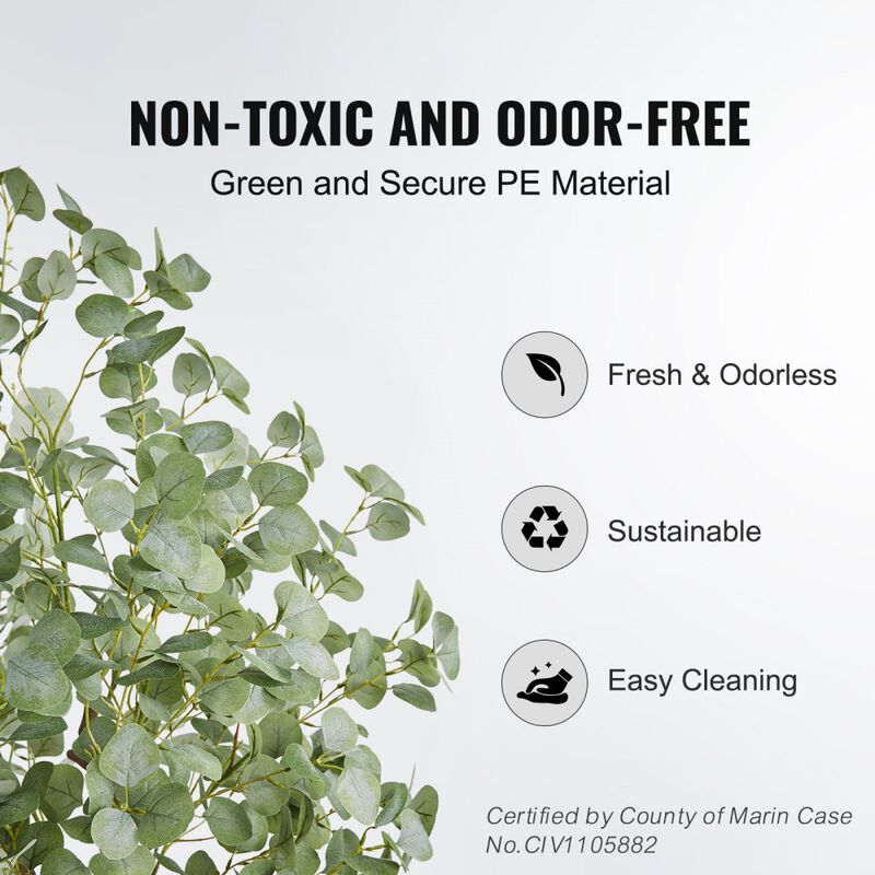 Faux Eucalyptus Tree with Tilt Protection, Low-Maintenance Plant for Decor-Green image number 9