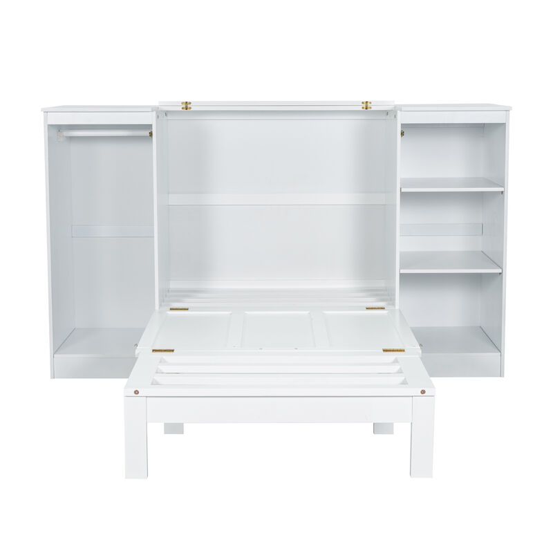 Merax Murphy Bed with Bedside Shelves and Wardrobe image number 0