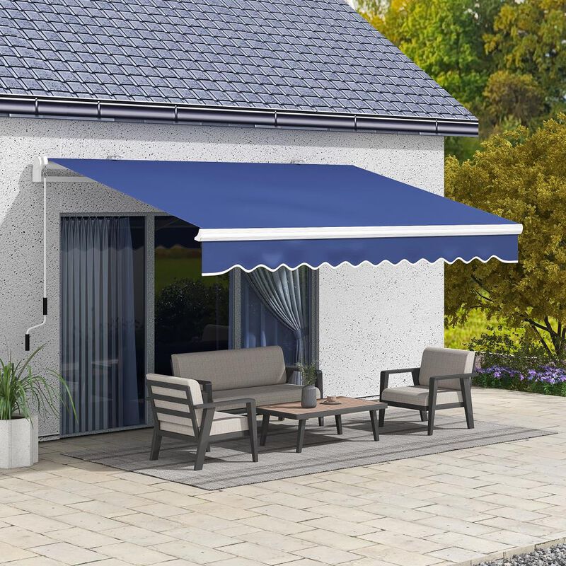 Hivvago Manual Retractable Patio Awning 13' x 8' with UV Protection image number 1