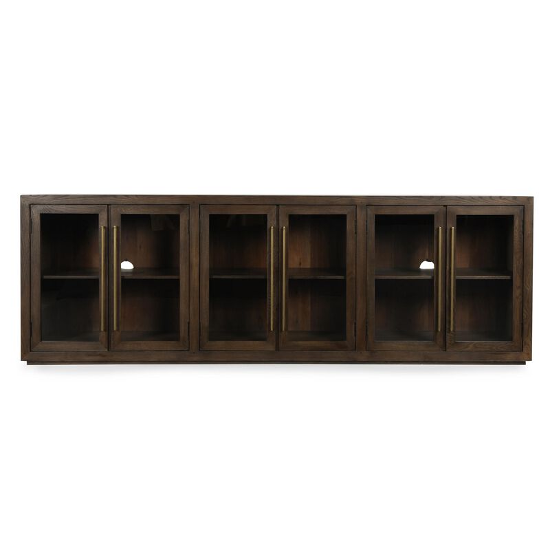 Alar Serving Buffet Cabinet Sideboard Console, 6 Doors, Brown 108 Inch - Benzara image number 1
