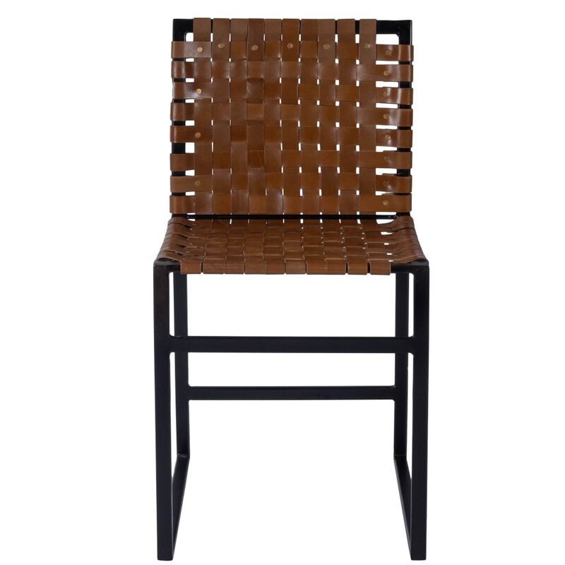 Hivvago 17 Inch Brown and Black Faux Leather Side Chair