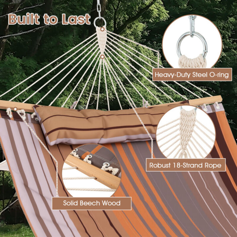 Patio Swing Hammock Bed &ndash; Folding Outdoor Lounger with Detachable Pillow