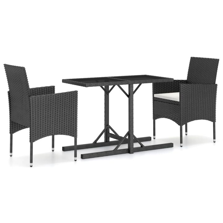 vidaXL 3 Piece Garden Dining Set Black