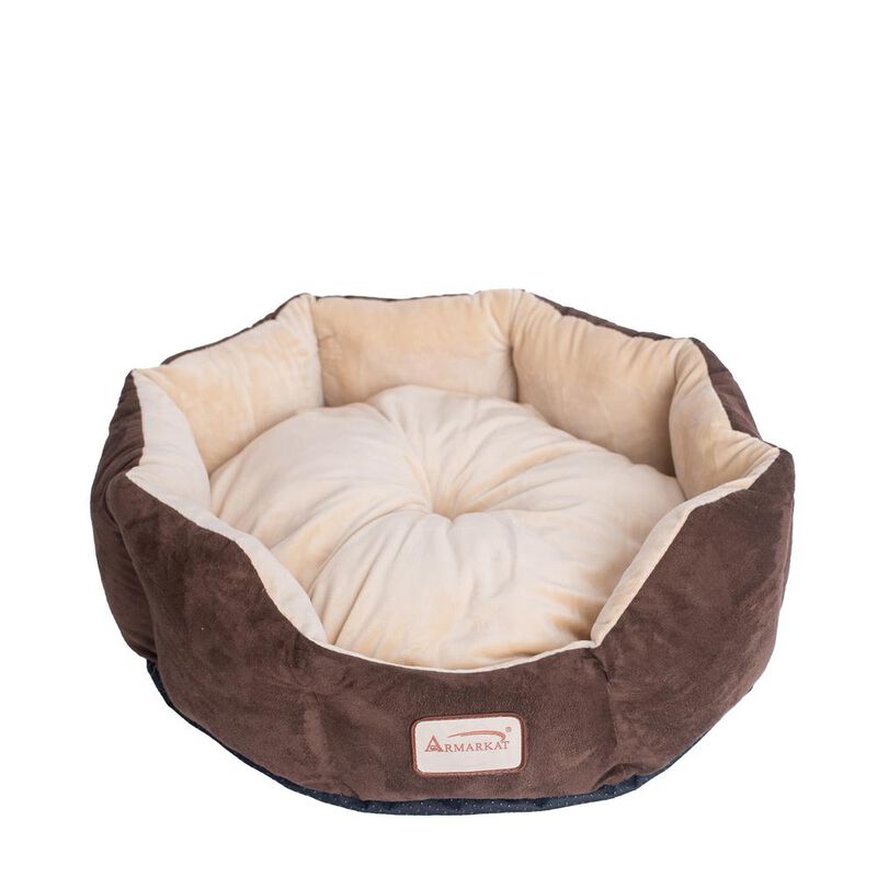 Armarkat Pet Bed With Polyfill In Beige & Mocha For Cats And Extra Small Dogs