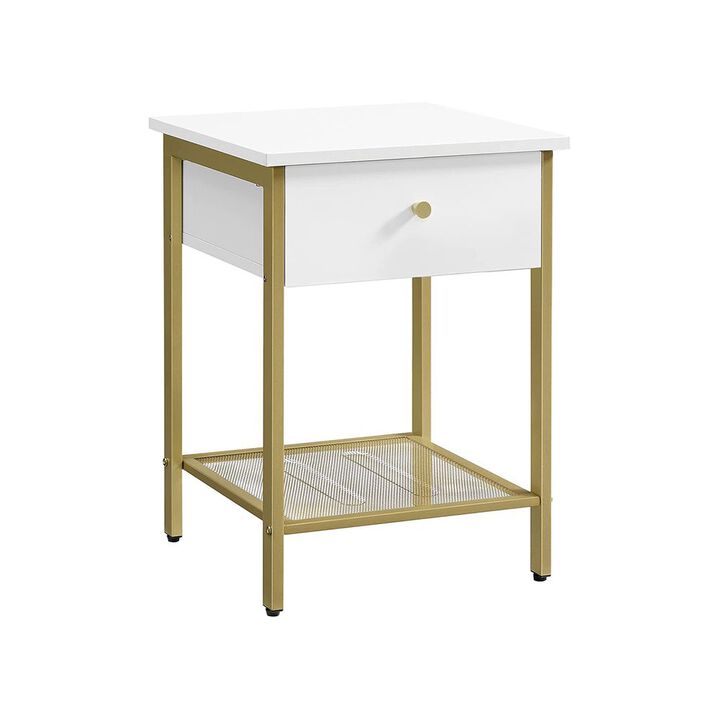 BreeBe White Nightstand with Drawer