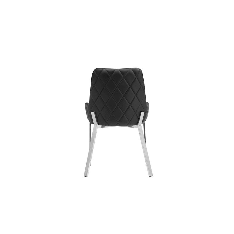 Pangea Home Hudson Diamond Tufted Chair Silver/Black Faux Leather - Set Of 2