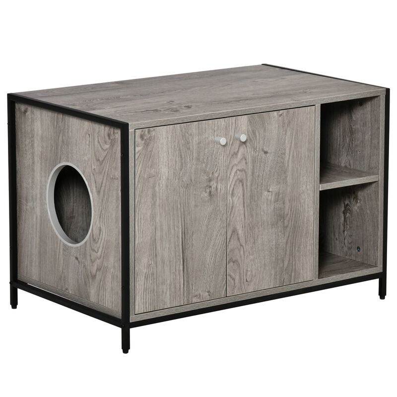 Grey Cat Washroom: Hidden Litter Box Cabinet with Storage image number 0