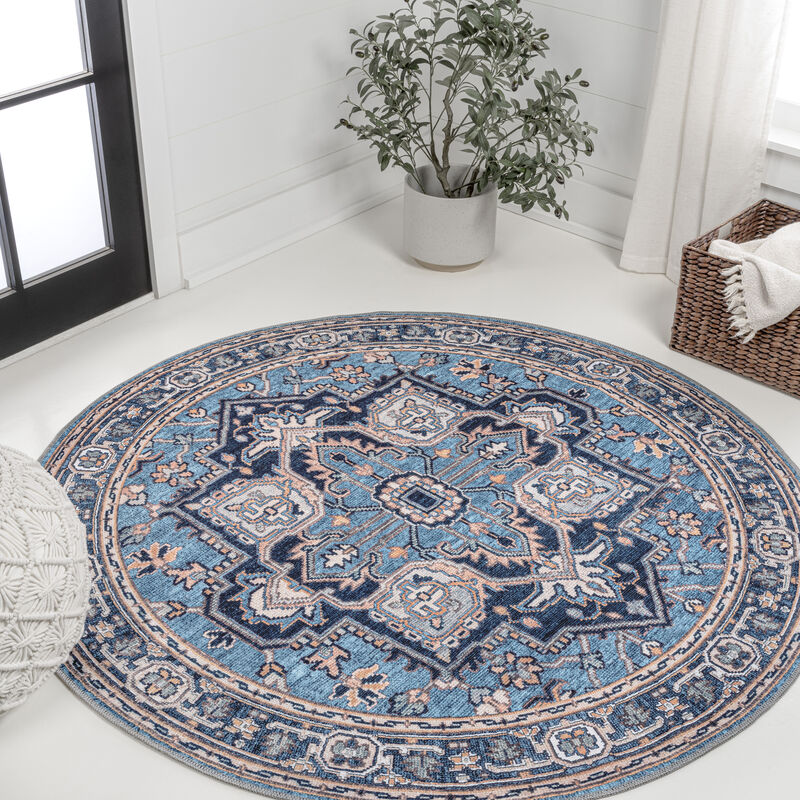 Cirali Ornate Large Medallion Machine-Washable Round Area Rug