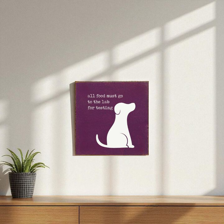 Pet Lover Wood Wall Sign All Food Must Go To The Lab For Testing Solid Pine Decor