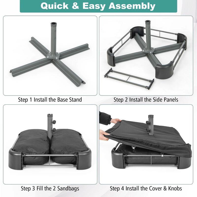 Mondawe Fillable Umbrella Base with 2 Sandbags and Dust-proof Cover