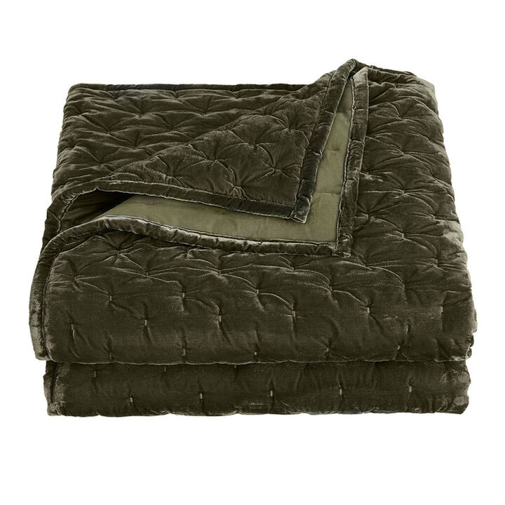 Stella Pintuck Green King Quilt Set