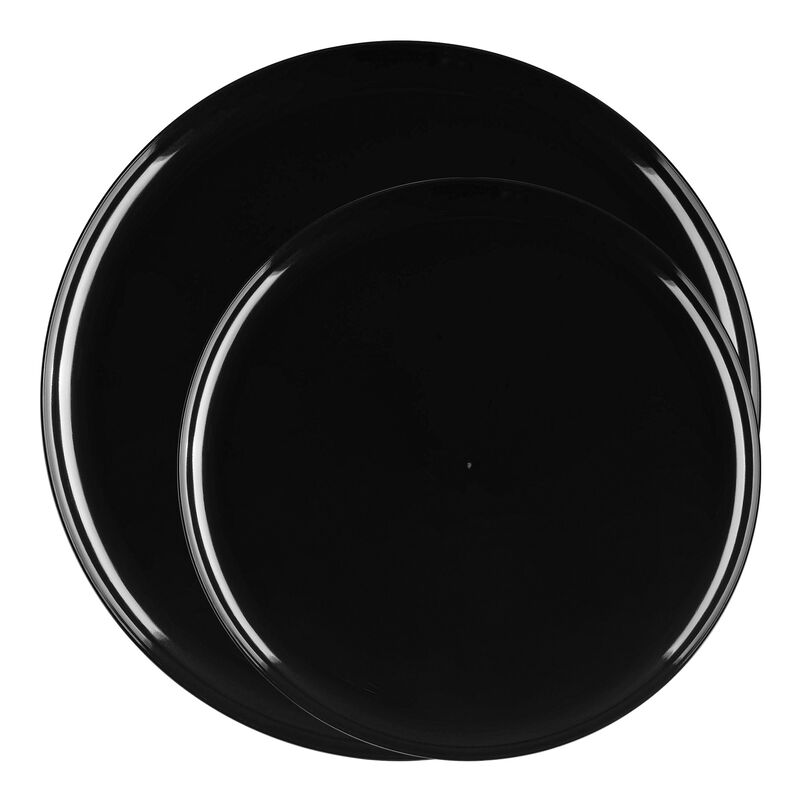 Black Flat Round Plastic Dinnerware Value Set (40 Sets) image number 0