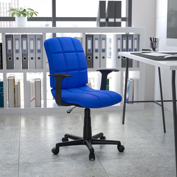 Clayton Mid-Back Quilted Vinyl Swivel Task Office Chair with Arms