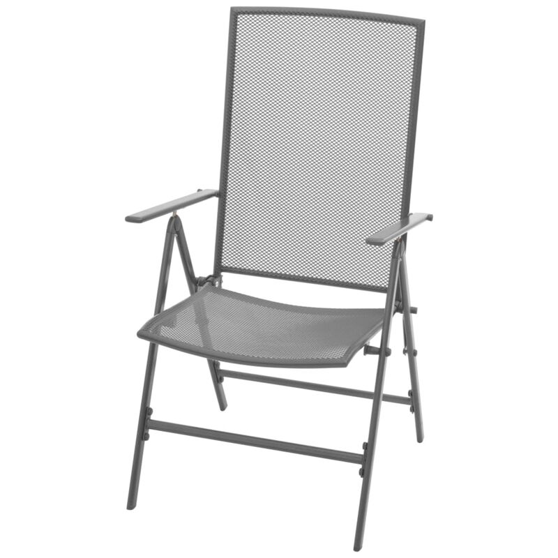 vidaXL Stackable Garden Chairs 2 pcs Steel Gray
