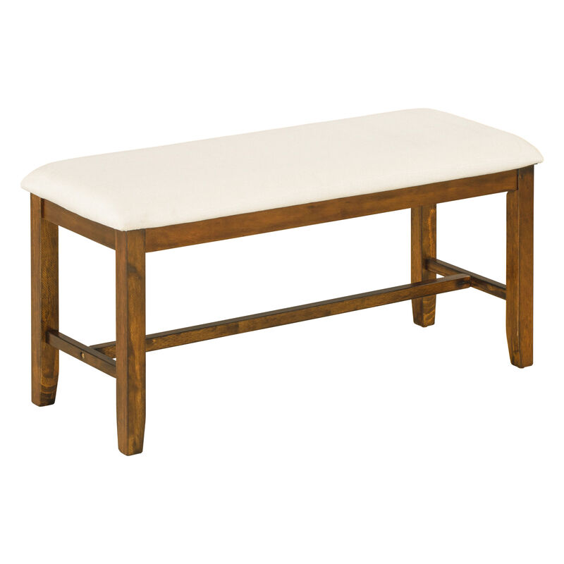 Merax 6-Piece Kitchen Dining Table Set Wooden Rectangular Dining Table, 4 Fabric Chairs and Bench Family Furniture