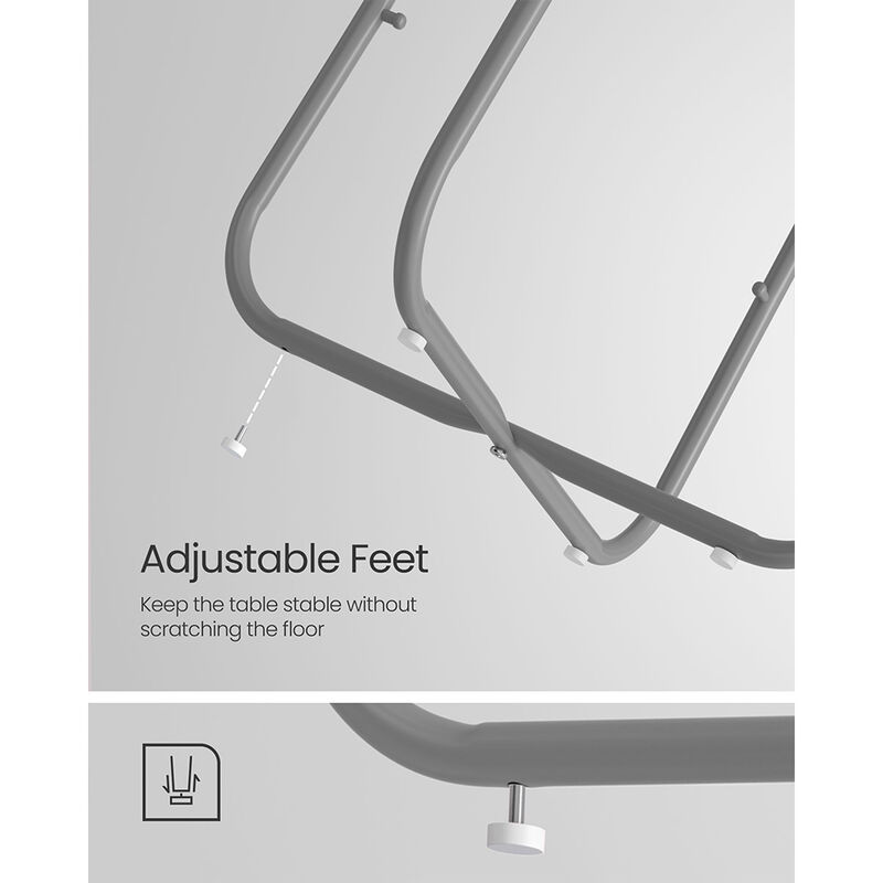 Bedside End Table with Fabric Bin &ndash; Small Accent Table with Storage Basket for Books, Blankets or Remotes