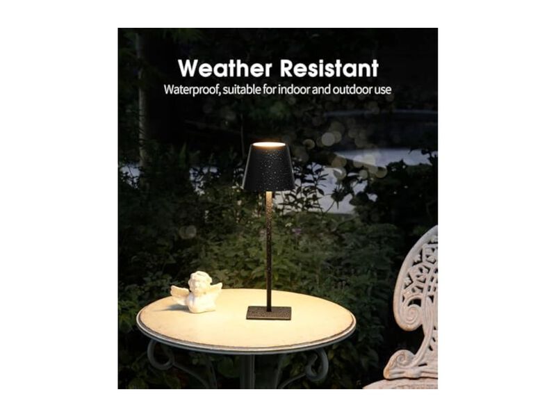 Rechargeable Cordless Waterproof Table Lamp For Office Outdoor Black image number 3