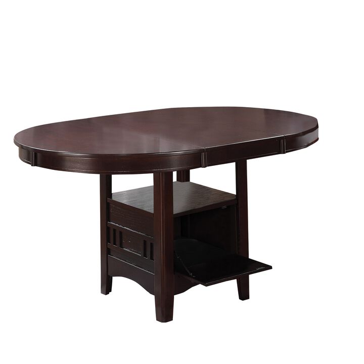 Wooden Dining Table With Storage Compartment, Espresso Brown-Benzara