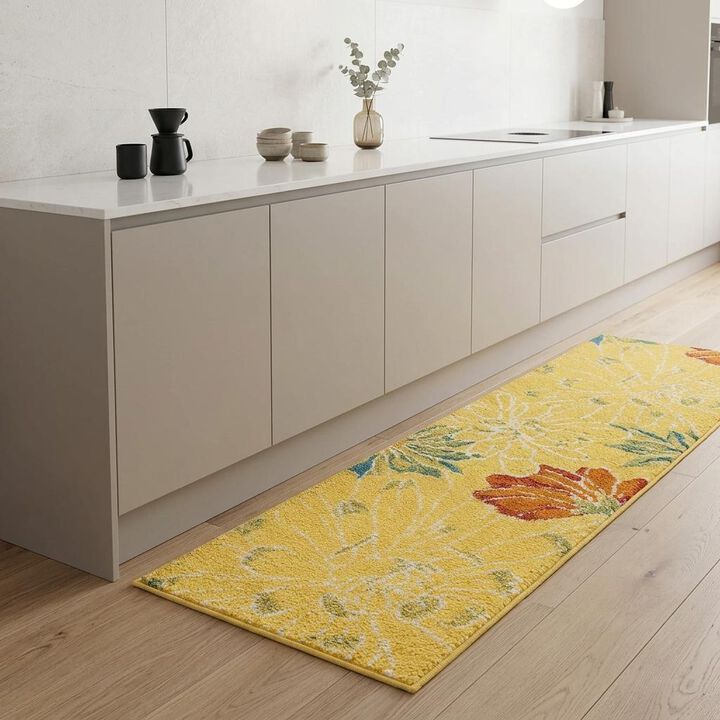 HomeRoots Floral Runner Rug