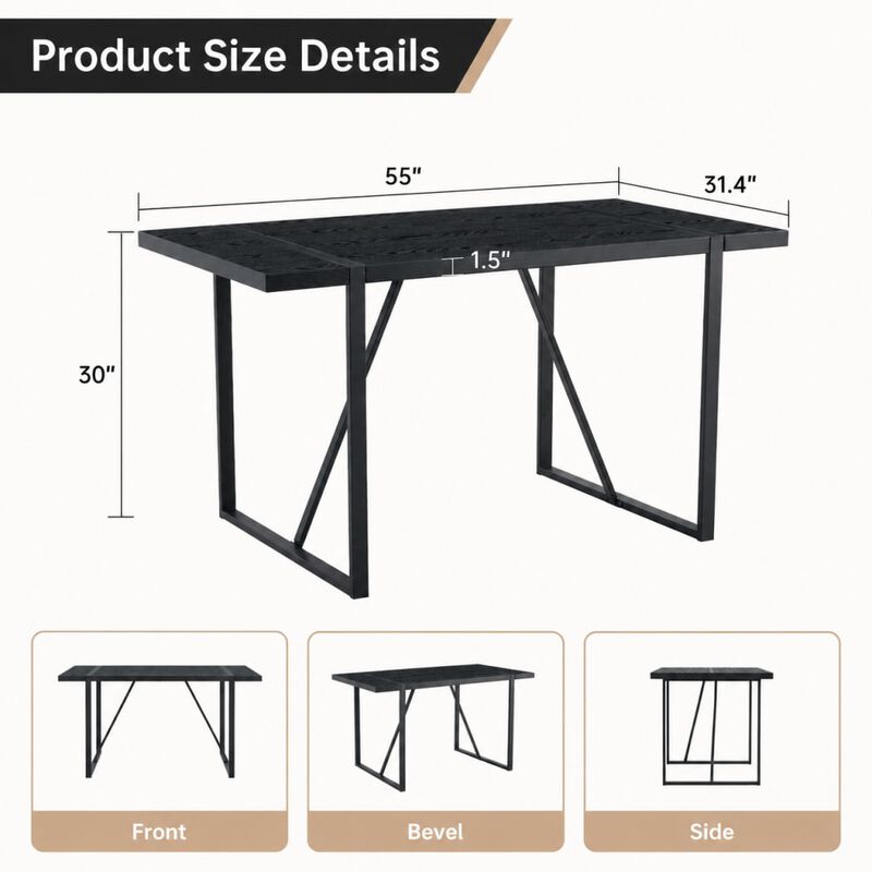 GOODSILO Rustic Industrial Rectangular Dining Table for 4 to 6 People, Thick Sturdy Tabletop with Durable Support Legs, Perfect for Kitchen, Dining Room and Living Room Spaces image number 1