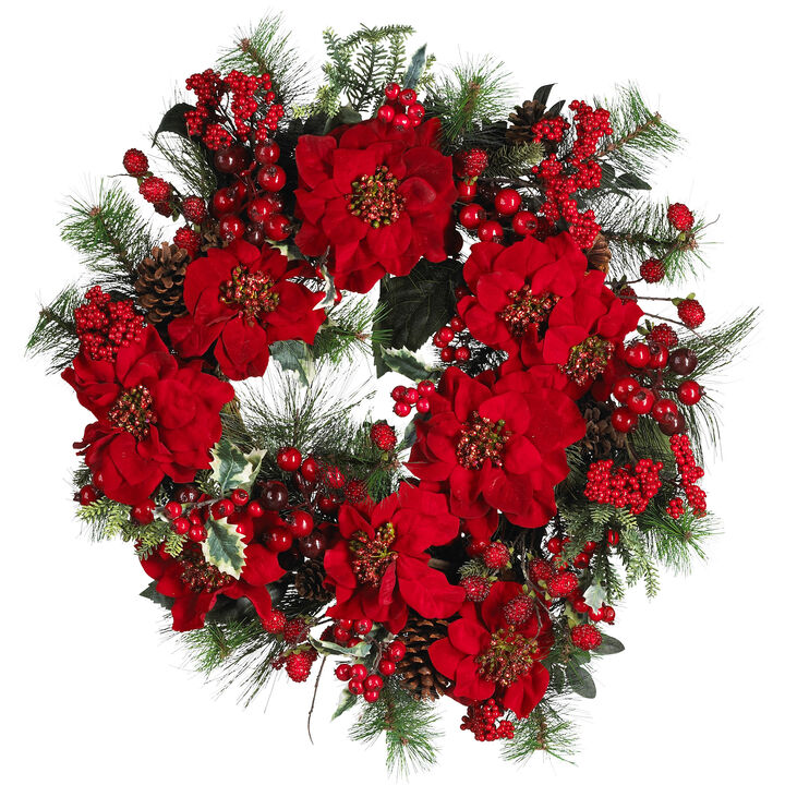 Hivvago 24" Poinsettia Wreath
