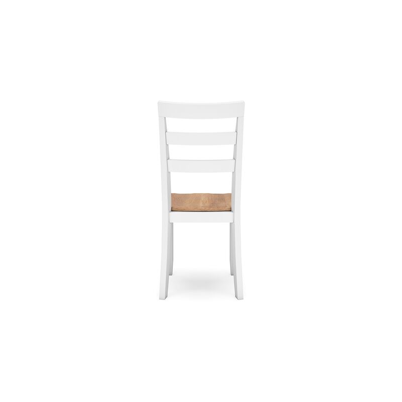 Gasy Dining Chair Set of 2, 22 Inch White and Brown Mango Wood Veneer