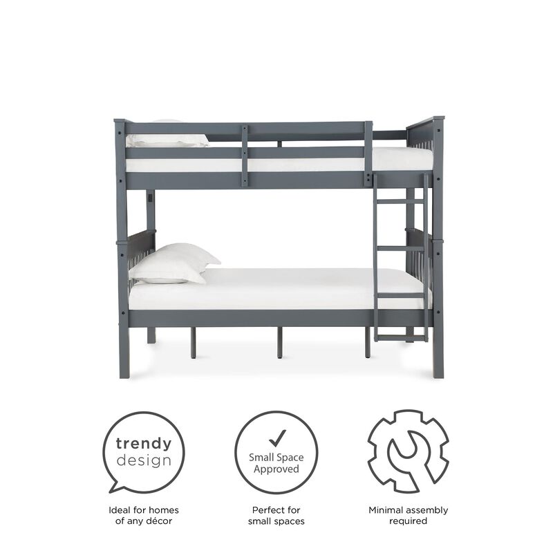 DHP Hurley Full-Over-Full Wood Bunk Bed with USB Port