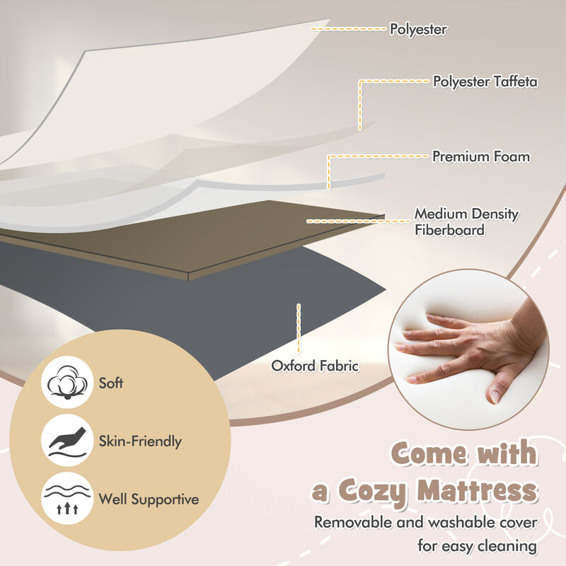 Baby Bassinet Bedside Sleeper with 6-Level Adjustable Height