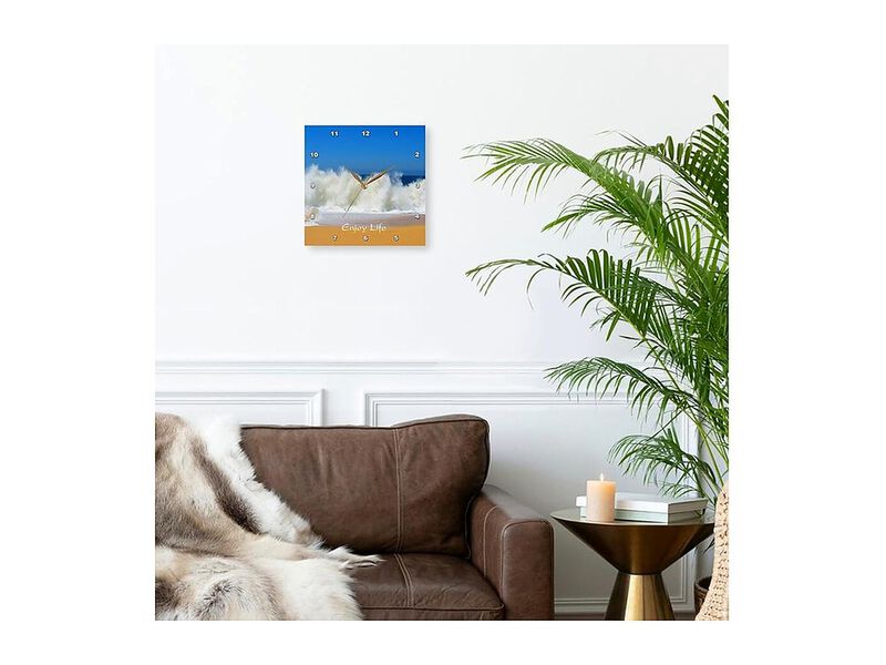 Waves Beach Enjoy Life Written Wall Clock 15 Inch Home Decor image number 2