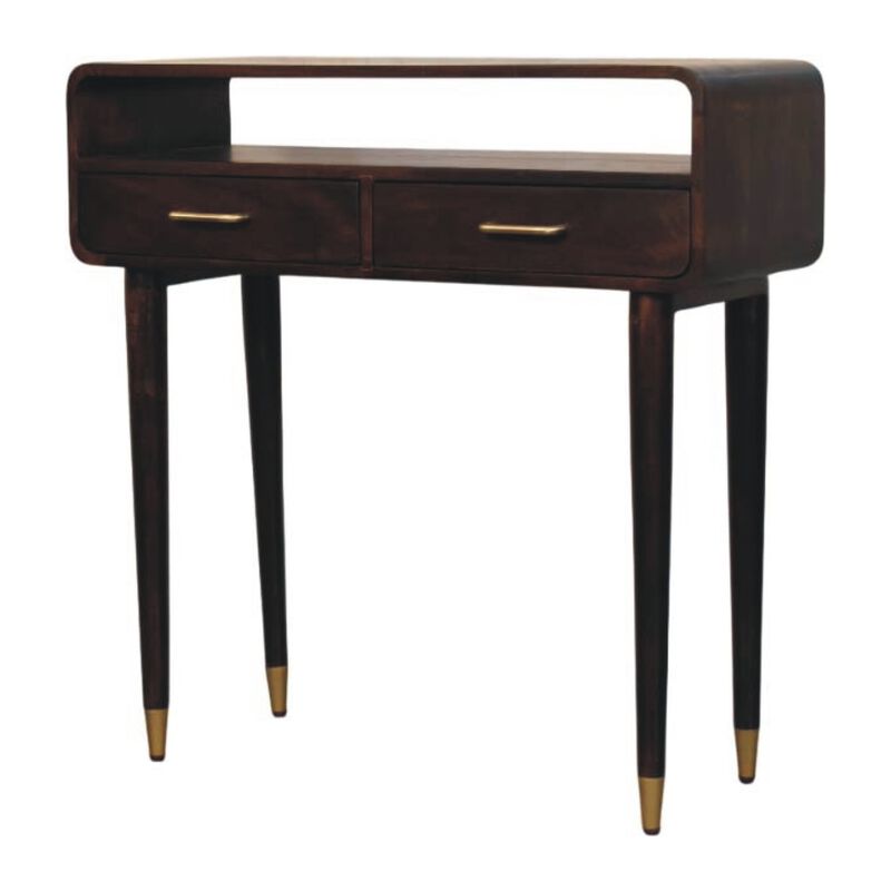 Artisan Furniture Solid Wood Apollo Loop Console Desk ,Brown with 2-Drawers,1-shelf image number 2