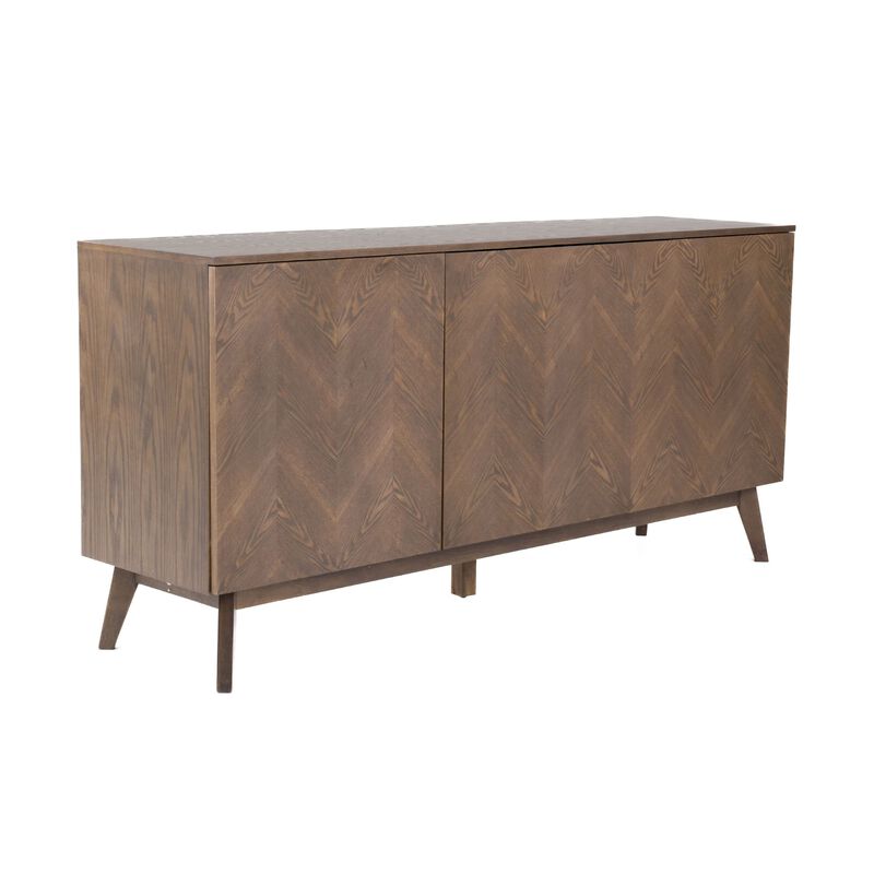 Cid Estele Sideboard Buffet Server Cabinet, 3 Door, Wenge Brown Wood 71 Inch