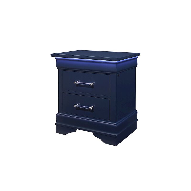 Global Furniture USA Traditional Glam Charlie Blue Nightstand With Led, Blue image number 2
