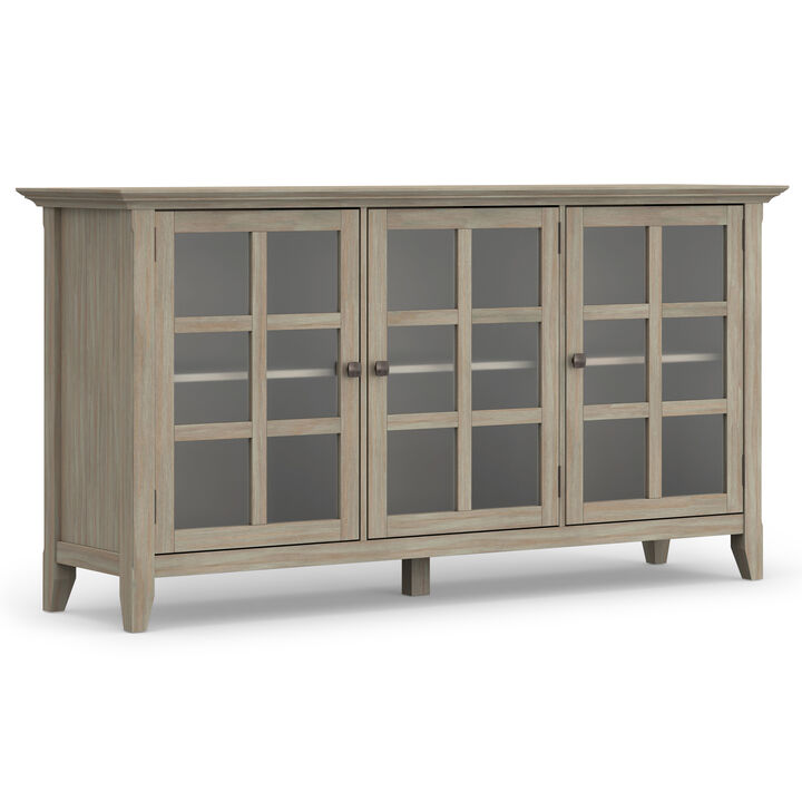 Acadian SOLID WOOD 62 inch Wide Transitional Wide Storage Cabinet in Distressed Grey