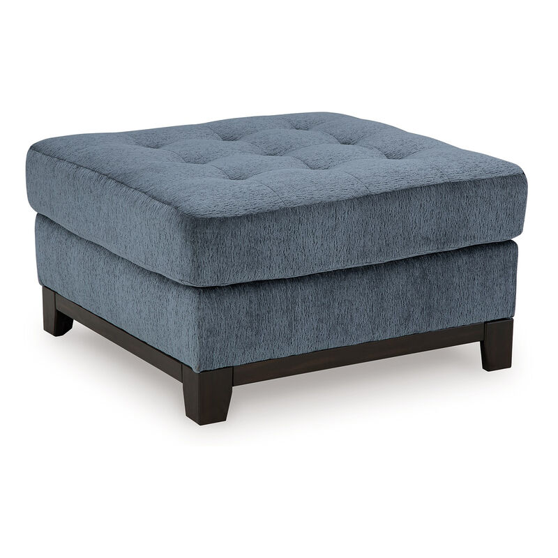 Maxo Accent Ottoman, 36 Inch Square, Soft Tufted Rich Blue Polyester - Benzara