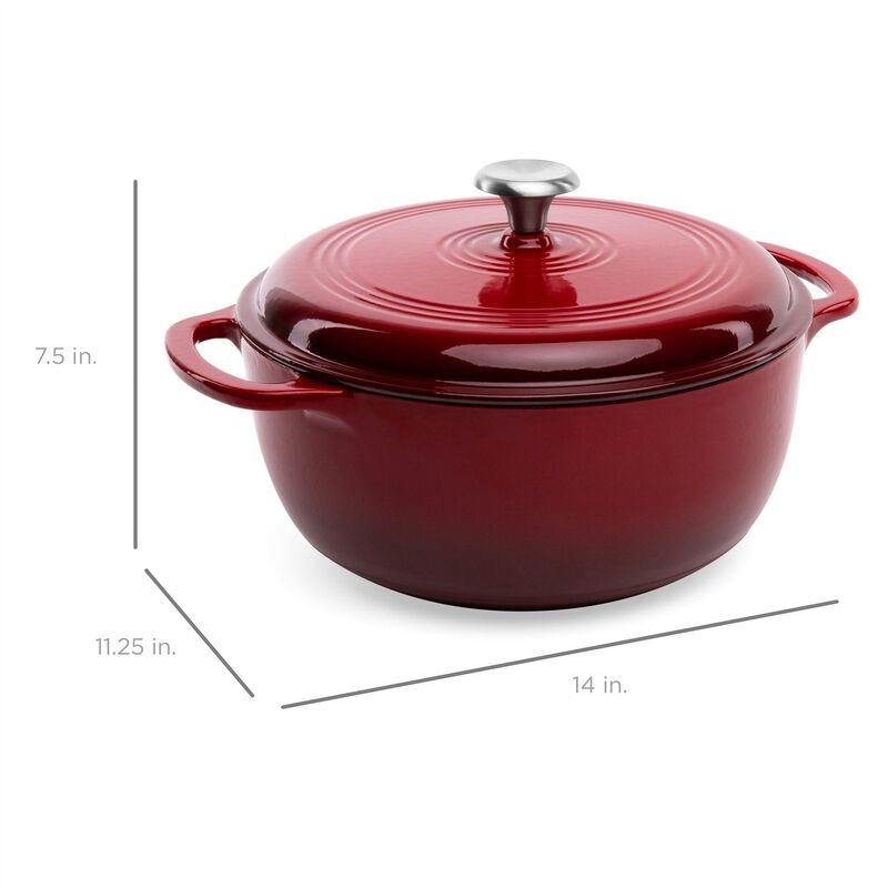 QuikFurn 6 Quart Large Cast-Iron Dutch Oven Kitchen Cookware
