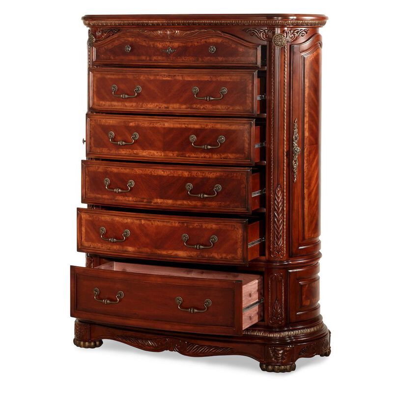 Michael Amini Cortina 6-Drawer Chest - Honey Walnut