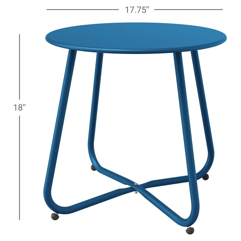 Mondawe 18" Galvanized Patio Steel Side Table,Powder-Coated, UV/Rust-Proof,W/ Adjustable Foot Pads