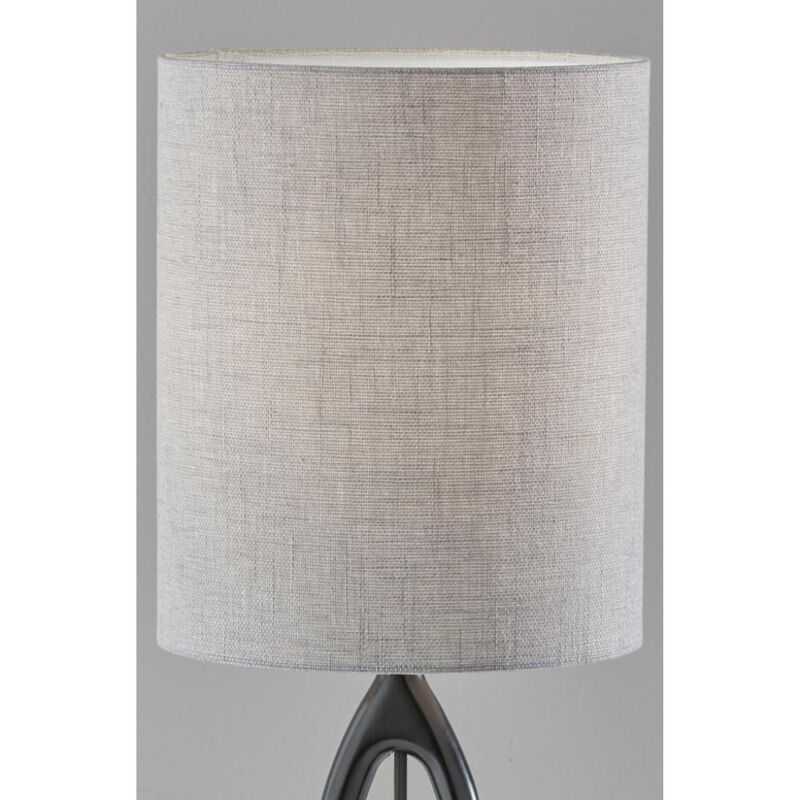 Hivvago 28" Black Solid Wood Round Table Lamp With Gray Drum Shade