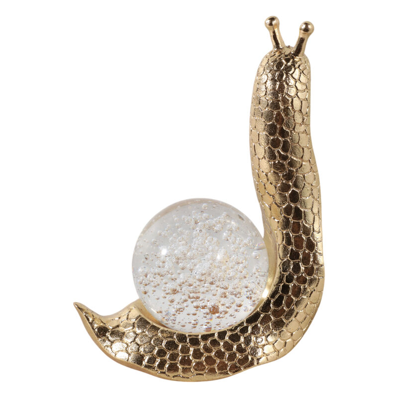 8" Snail With Glass Ball, Gold image number 3