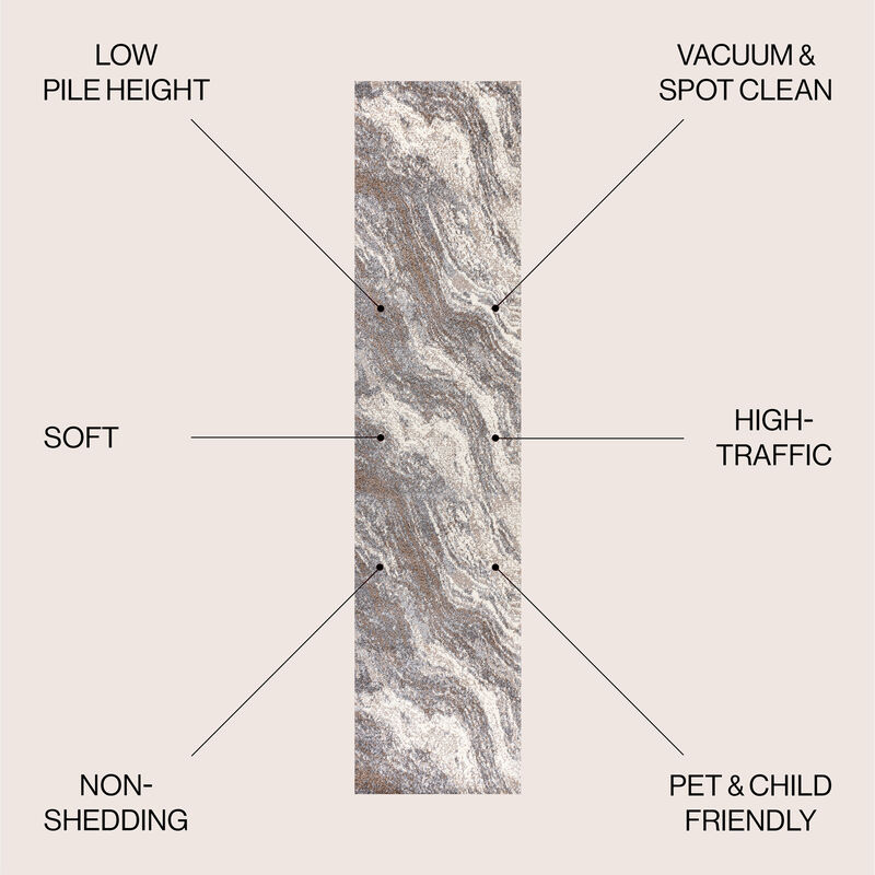 Kassia Contemporary Glam Abstract Marble Area Rug