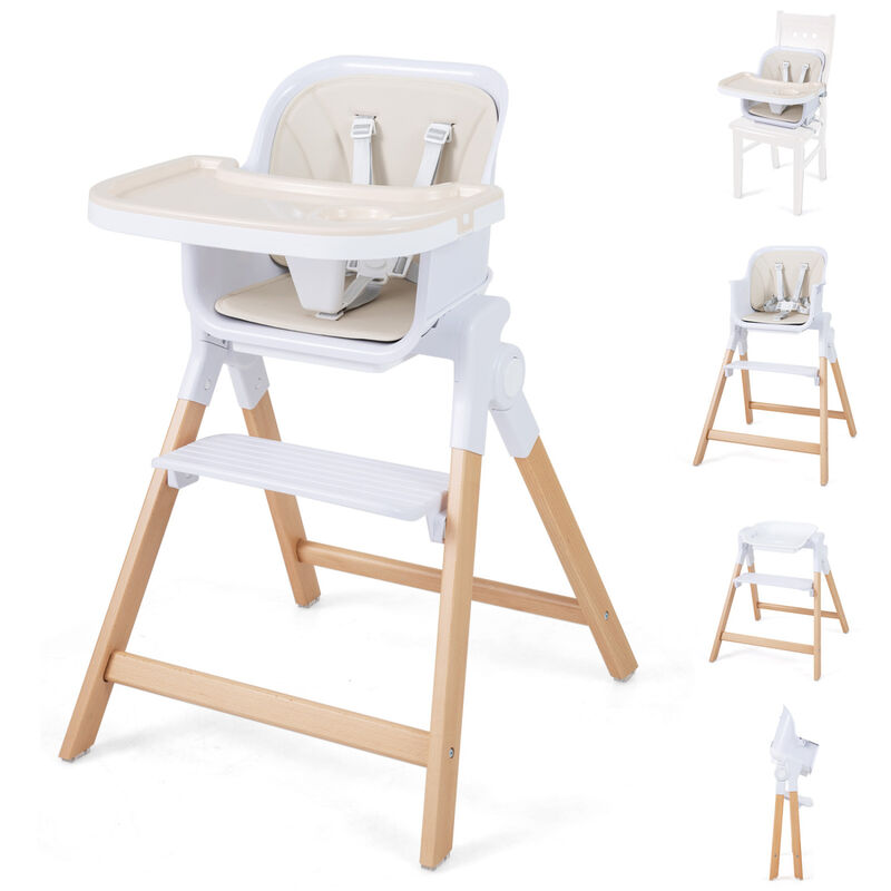 4-in-1 Baby High Chair with Removable Adjustable Feeding Tray image number 3
